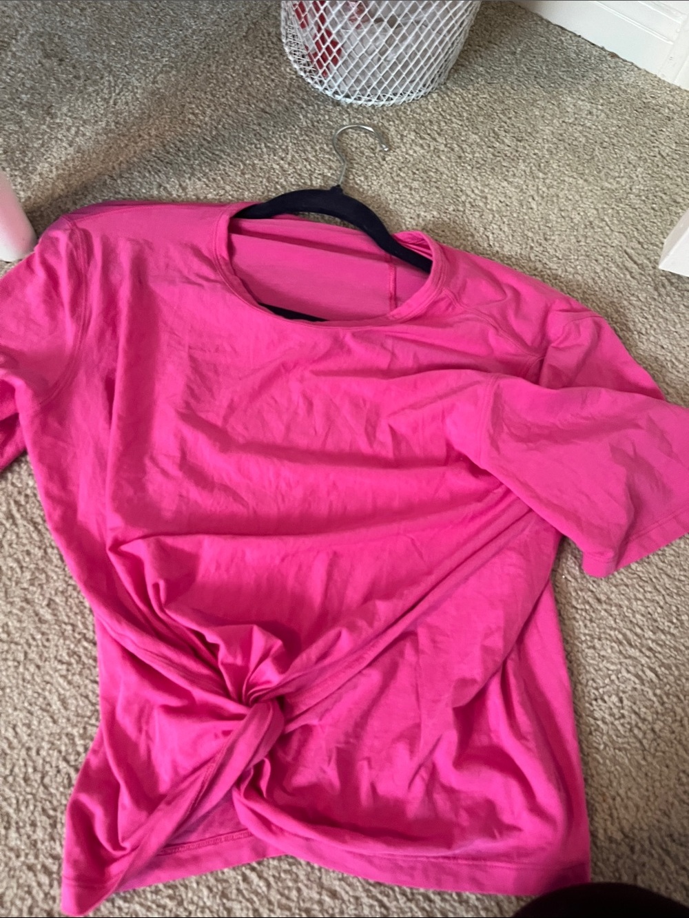 Athleta Hot Pink Short Sleeve Knot Front Tee